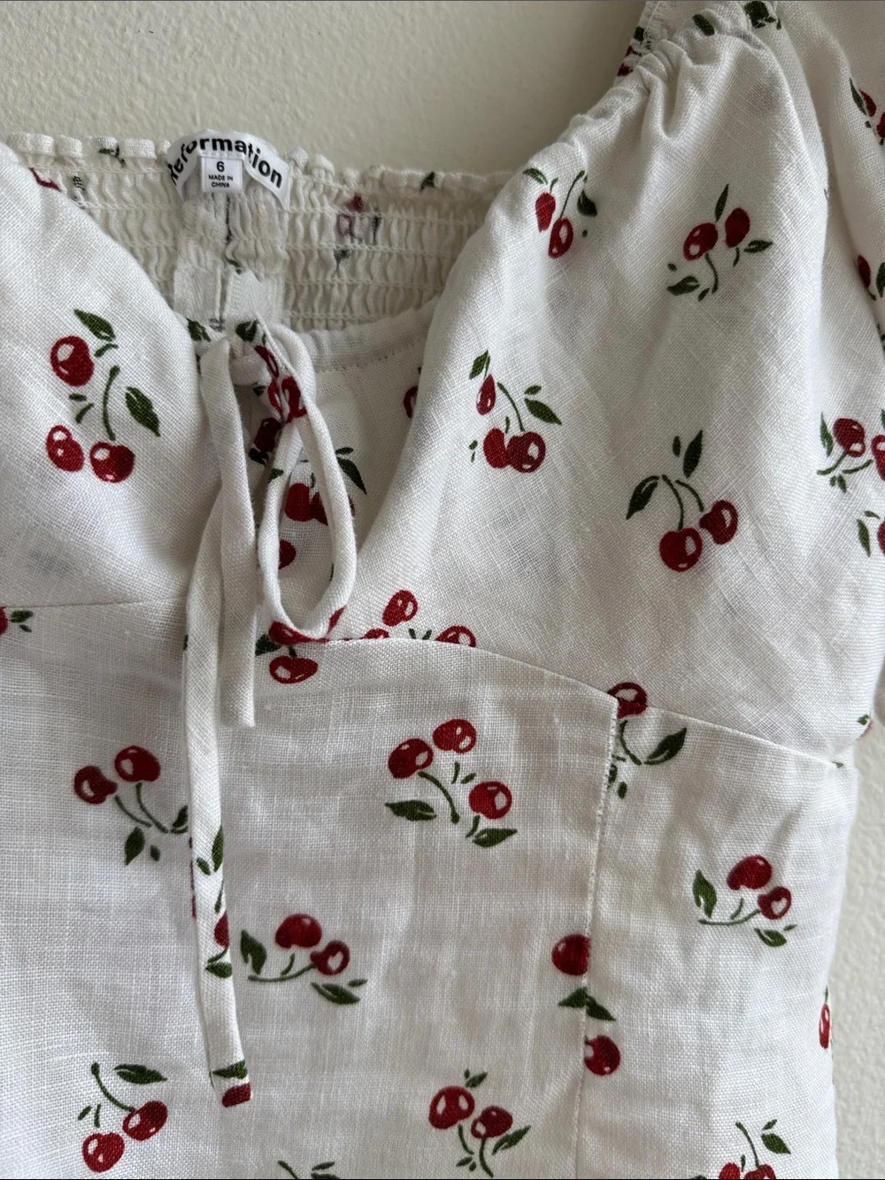🍒 Reformation Rory Linen Top in Cherry Pit Size 6 Rare Like new
